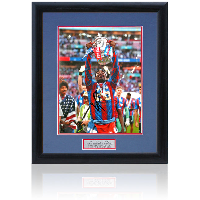 Jean-Philippe Mateta Crystal Palace 2025 FA Cup Winner Hand Signed Photograph 23x19" Framed