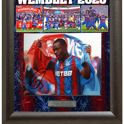 Tyrick Mitchell Crystal Palace 2025 FA Cup Winner Hand Signed Presentation 15x19" Framed