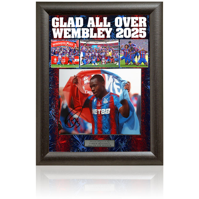 Tyrick Mitchell Crystal Palace 2025 FA Cup Winner Hand Signed Presentation 15x19" Framed