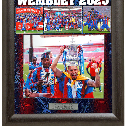 Daniel Munoz Crystal Palace 2025 FA Cup Winner Hand Signed Photo Presentation 15x19" Framed