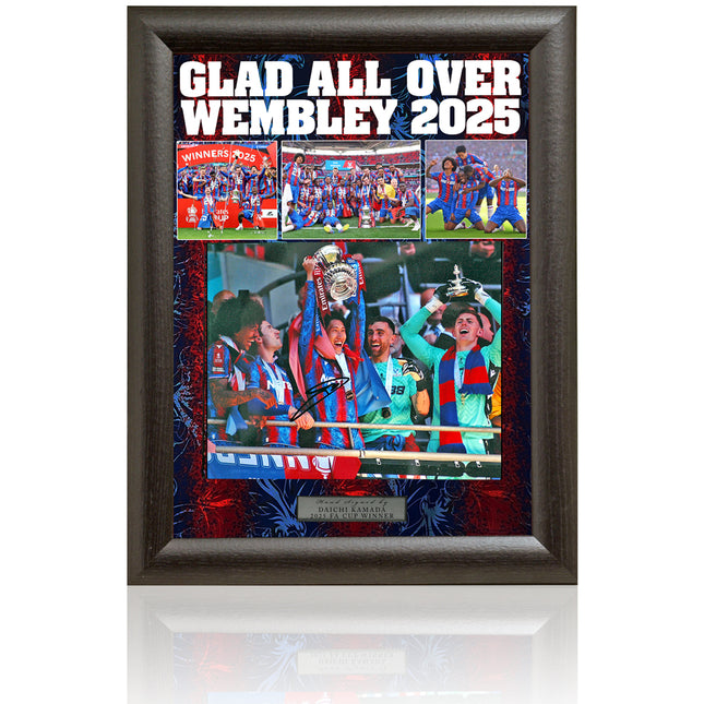 Daichi Kamada Crystal Palace 2025 FA Cup Winner Hand Signed Photo Presentation 15x19" Framed