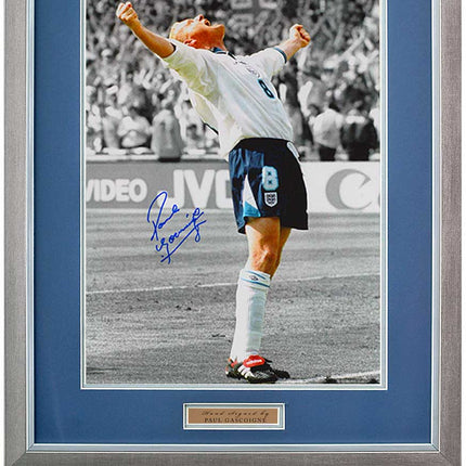 Paul Gascoigne England Legend Hand Signed Euro 96 Photograph Photograph 23x19" Framed