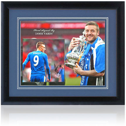 Jamie Vardy Leicester City Hand Signed FA Cup Photograph Presentation 23x19" Framed