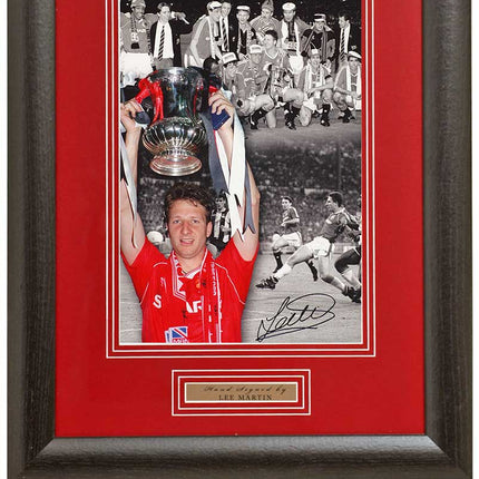 Lee Martin Manchester United Legend Hand Signed 1990 FA Cup Montage 15x19" Framed