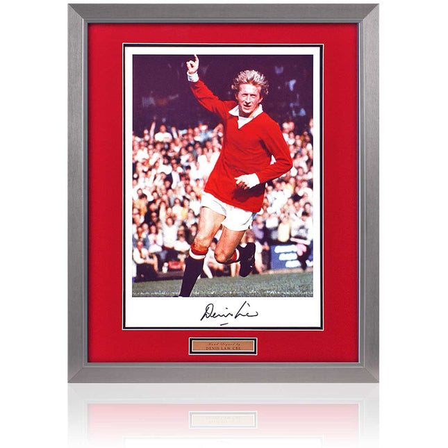 Denis Law Manchester United Legend Hand Signed Photograph 23x19" Framed