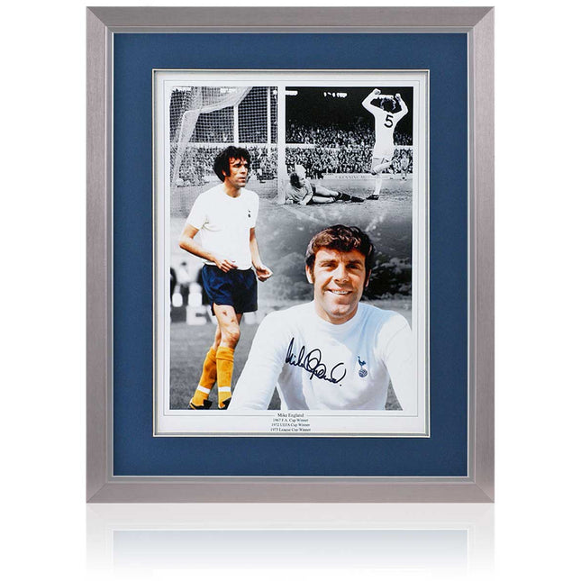 Mike England Tottenham Hotspur Legend Hand Signed Montage 23x19" Framed
