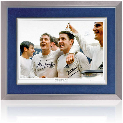 Mackay and Mullery Hand Signed Tottenham 1967 FA Cup Photograph 23x19" Framed
