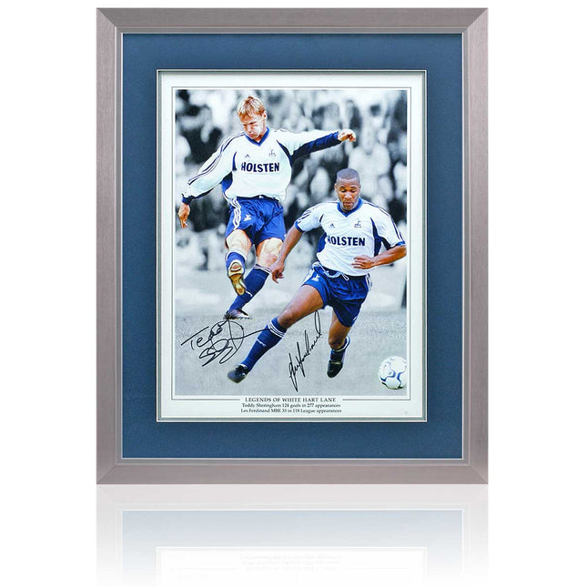 Sheringham and Ferdinand Hand Signed Tottenham Hotspur Montage 23x19" Framed