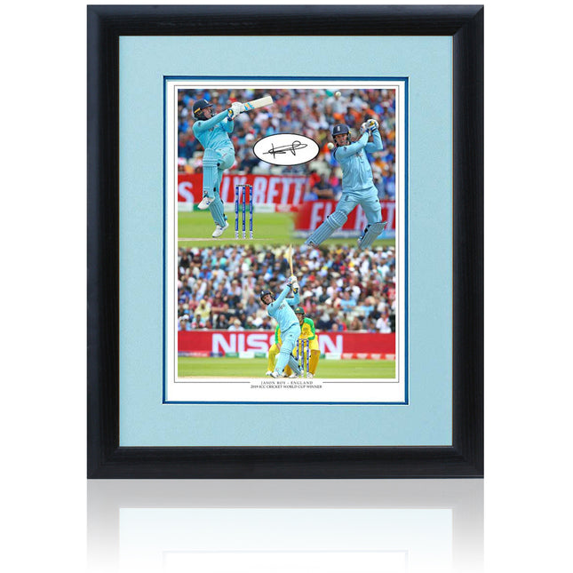 Jason Roy England Cricket World Cup 2019 Signed Montage 23x19in Framed + COA