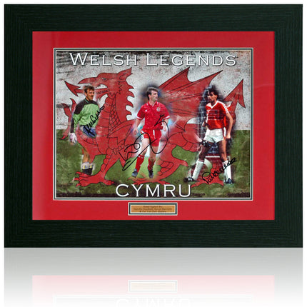 Southall | Ratcliffe | Van Den Hauwe Signed Wales Legends Montage 17x14in Framed