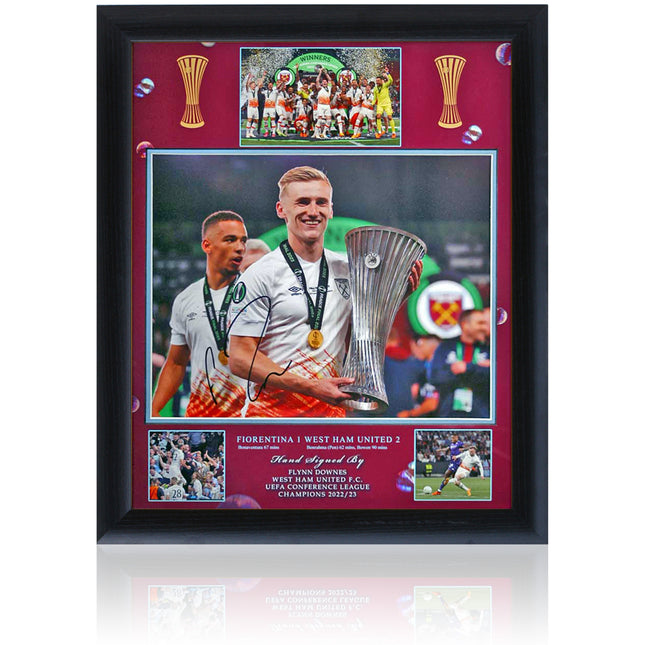 Flynn Downes West Ham Hand Signed Europa Conference League Montage 23x19in Framed