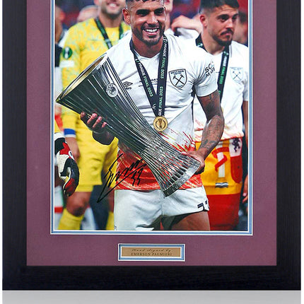 Emerson Palmieri West Ham Signed Europa Conference League Photograph 23x19" Framed
