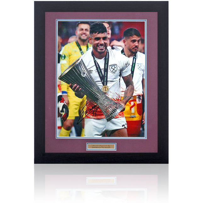 Emerson Palmieri West Ham Signed Europa Conference League Photograph 23x19" Framed
