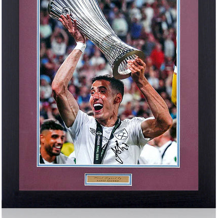 Nayef Aguerd West Ham Hand Signed Europa Conference League Photograph 23x19" Framed