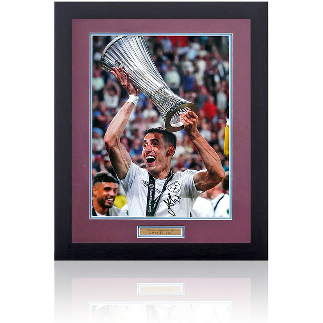 Nayef Aguerd West Ham Hand Signed Europa Conference League Photograph 23x19" Framed