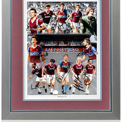 West Ham United Boys of 86 Hand Signed by 12 Legends Montage 23x19" Framed