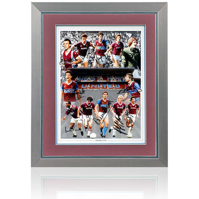 West Ham United Boys of 86 Hand Signed by 12 Legends Montage 23x19" Framed