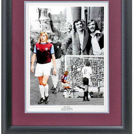 Alan Taylor West Ham United Hand Signed 1975 FA Cup Montage 23x19" Framed