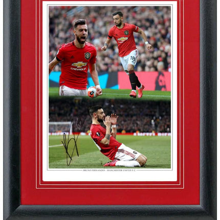 Bruno Fernandes Manchester United Hand Signed Photograph 23x19" Framed