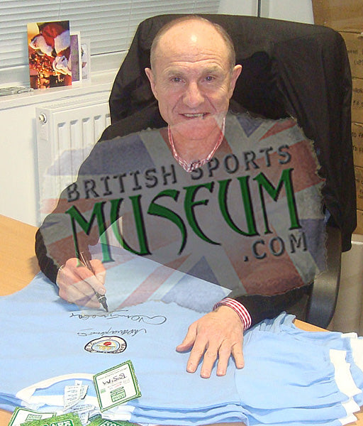 Marsh Tueart and Doyle Hand Signed Manchester City 1970's Replica Shirt Framed