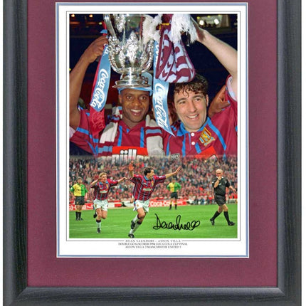 Dean Saunders Aston Villa Legend Hand Signed Montage 23x19" Framed