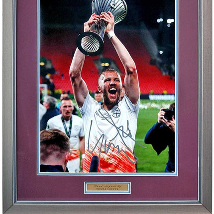 Tomas Soucek West Ham Hand Signed Europa Conference League Photograph 23x19" Framed