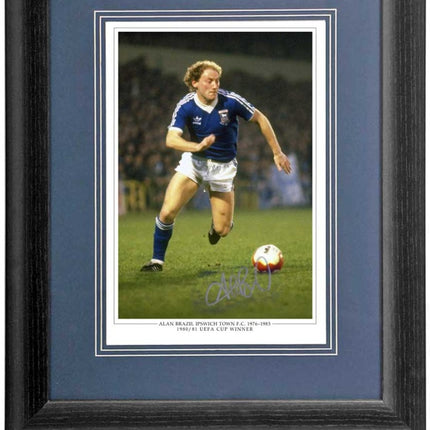 Alan Brazil Ipswich Town Legend Hand Signed Photograph 15x19in Framed + COA