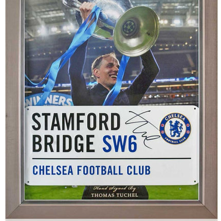 Thomas Tuchel Chelsea Stamford Bridge Hand Signed Street Sign Presentation 23x19" Framed