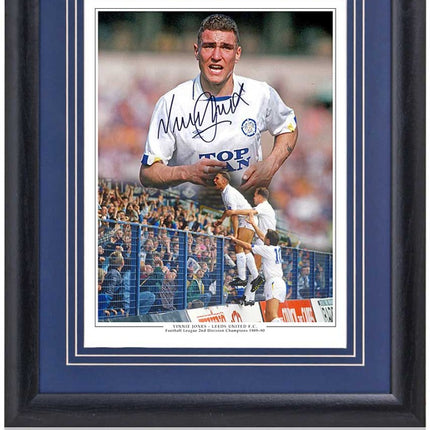 Vinnie Jones Leeds United Hand Signed Montage 23x19" Framed
