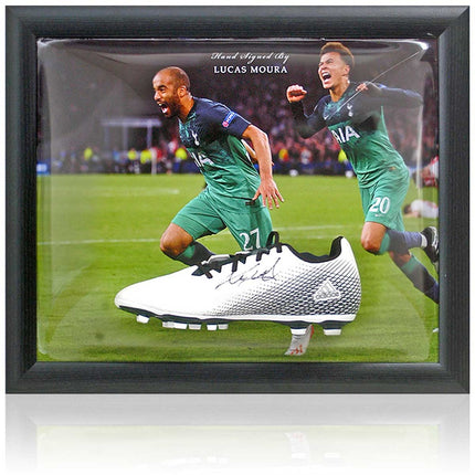 Lucas Moura Hand Signed Tottenham Hotspur Football Boot Dome Display