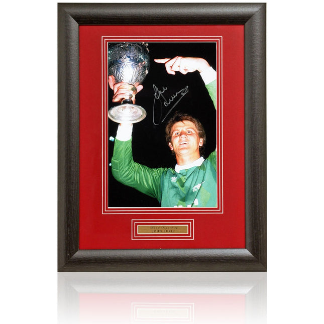 John Lukic Arsenal Legend Hand Signed Champions Photograph 15x19" Framed