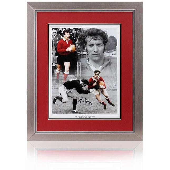 John Dawes Welsh Rugby Legend Hand Signed Montage 23x19" Framed