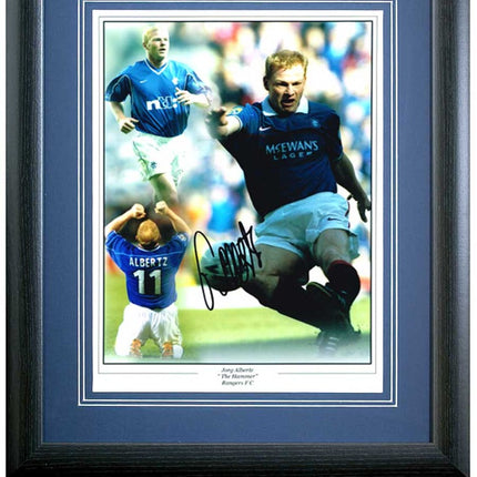 Jorg 'The Hammer' Albertz Rangers Legend Hand Signed Montage 23x19" Framed