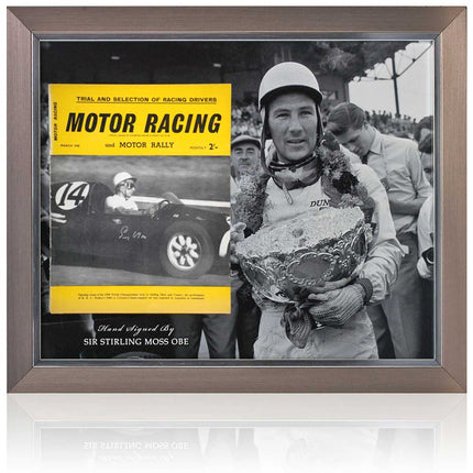 Sir Stirling Moss Formula One Legend Hand Signed 1958 Motor Racing Magazine Presentation 23x19" Framed