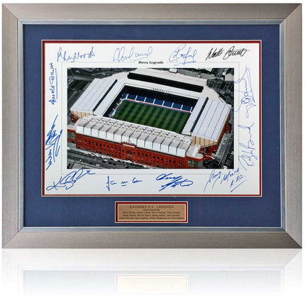 Rangers Hand Signed by 12 Legends Ibrox Photo Presentation 23x19" Framed