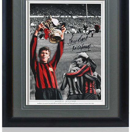 Tony Book and Neil Young Manchester City 1969 FA Cup Hand Signed Montage 23x19" Framed