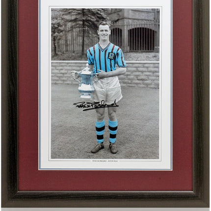 Peter McParland Aston Villa Signed 1957 FA Cup Photograph 23x19in Framed + COA