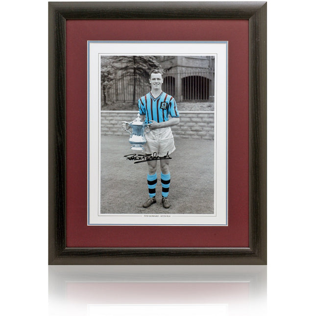 Peter McParland Aston Villa Signed 1957 FA Cup Photograph 23x19in Framed + COA