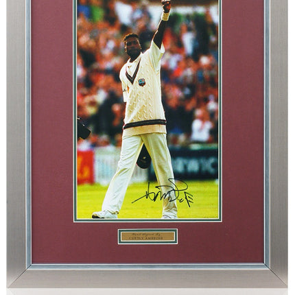 Curtly Ambrose Cricket Legend Hand Signed West Indies Photograph 23x19" Framed