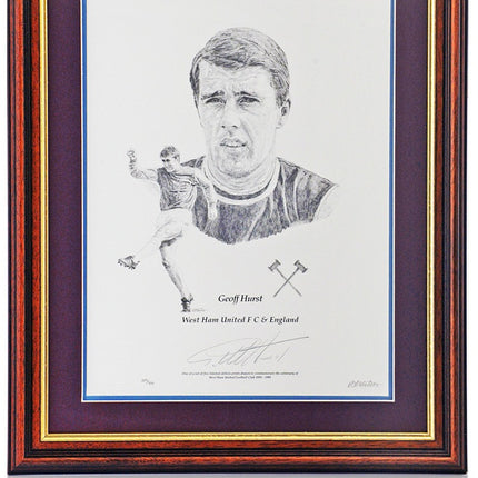 Geoff Hurst West Ham United Legend Hand Signed Art Print 23x19" Framed