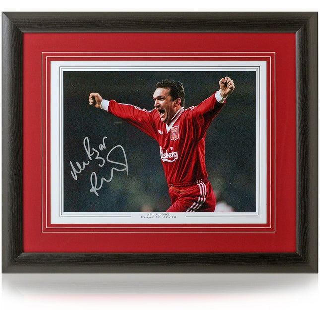 Neil Ruddock Liverpool Icon Hand Signed Photograph 23x19" Framed