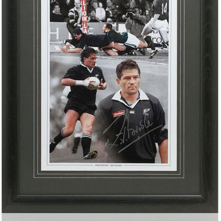 Zinzan Brooke New Zealand Rugby Legend Hand Signed Montage 23x19" Framed