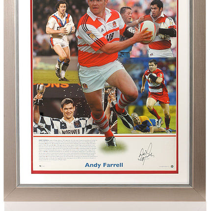 Andy Farrell Rugby Legend Hand Signed England Photograph Photograph 23x19" Framed