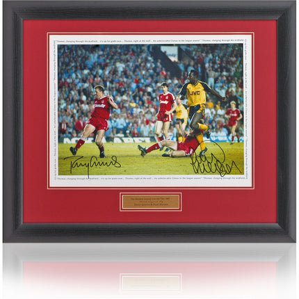 Paul Merson and Perry Groves Arsenal 1989 Hand Signed Photograph 23x19" Framed