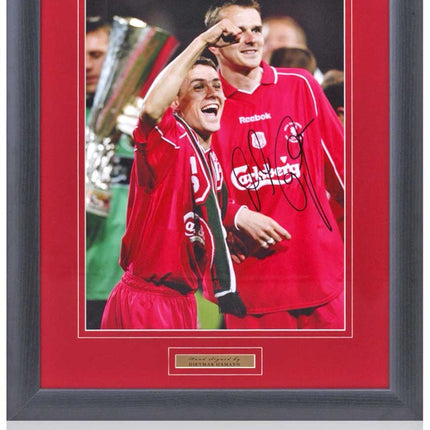 Dietmar Hamann Liverpool Hand Signed 2001 UEFA Cup Photograph 23x19" Framed