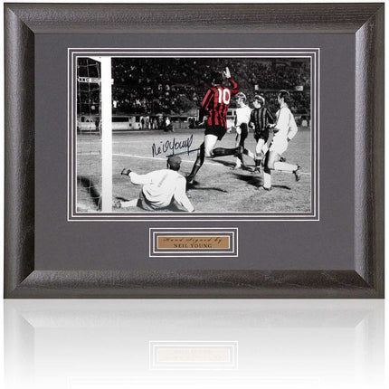 Neil Young Manchester City Legend Hand Signed Photograph 15x19" Framed
