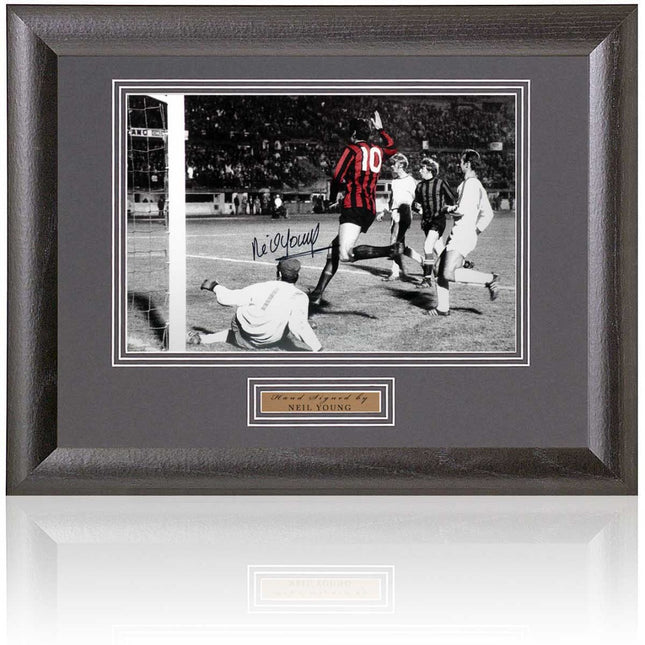 Neil Young Manchester City Legend Hand Signed Photograph 15x19" Framed