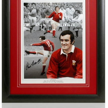 Phil Bennett Welsh Rugby Legend Hand Signed Montage 23x19" Framed