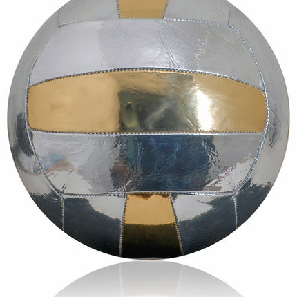 New Vintage Leather-Look Silver Gold PU Volleyball Size 4 Retro Style 18 Panel Ball