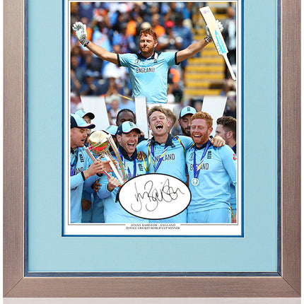 Jonny Bairstow England Cricket World Cup 2019 Winner Hand Signed Montage 23x19" Framed